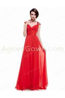 Straps A-line Full Length Red Prom Gown Dress 