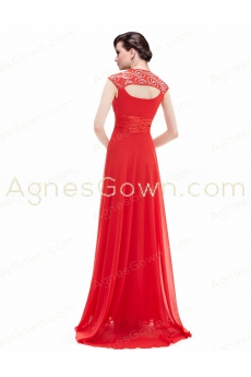 Straps A-line Full Length Red Prom Gown Dress 