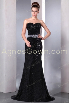 Stylish Black Sparkled Formal Evening Dress 