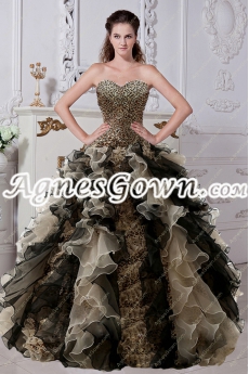 Stylish Leopard Quinceanera Dress With Ruffled Skirt