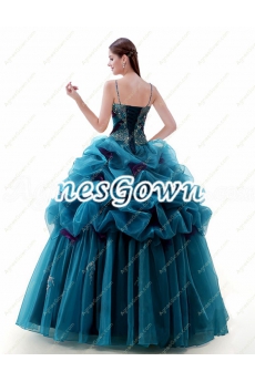 Unique Teal And Purple Organza Quince Dress 