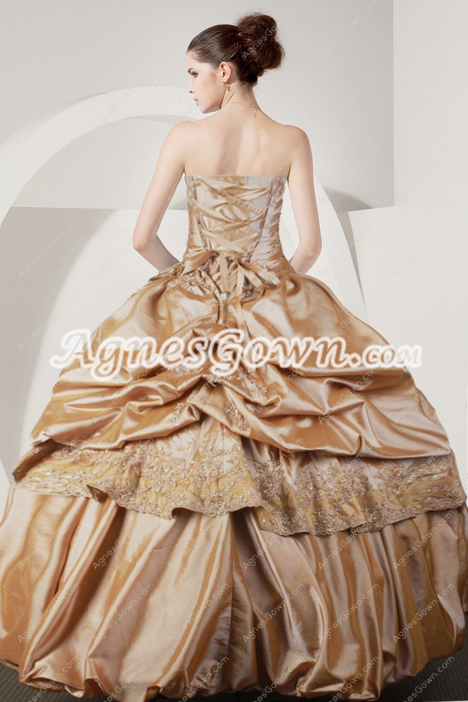 Exclusive Champagne Taffeta Ball Gown Vestidos de Quinceañera Dress