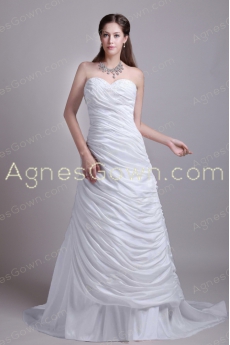 2016 Simple A-line Taffeta Wedding Dress With Beads 