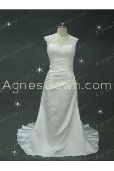 A-line Satin Wedding Dress With Lace 