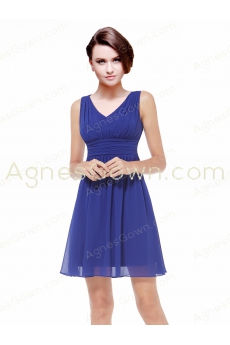 Short Length Royal Blue Chiffon Junior Prom Dress
