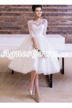 Vintage 1950s Lace Wedding Dress 3/4 Sleeves 