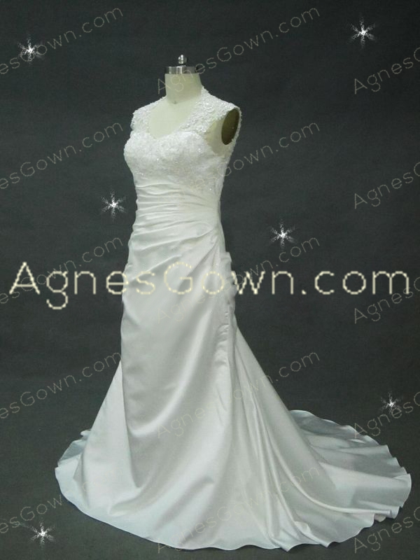 A-line Satin Wedding Dress With Lace 