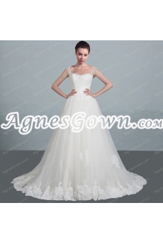 Ivory Straps Princess Wedding Dress With Lace