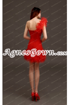 Modern One Shoulder Red Organza Cocktail Dress 