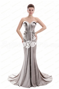 Charming Sheath Floor Length Silver Grey Formal Evening Dress 