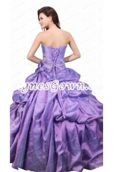 Classy Strapless Corset Back Lavender Taffeta Quinceanera Dress 