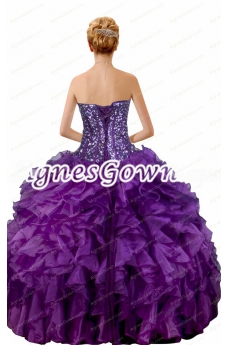 Dropped Waist Corset Back Sparkled Purple Quinceanera Dress 