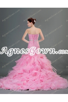 Breathtaking Mermaid Pink Wedding Dress Flare Out 