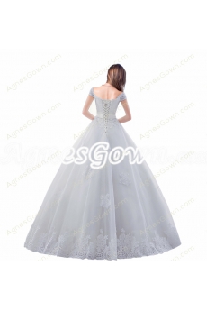 Corset Back Off Shoulder Lace Wedding Dress 