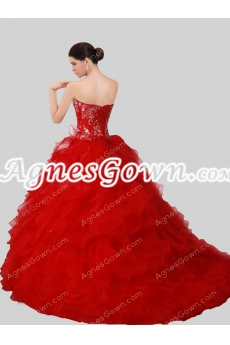 Cute Red Ball Gown Quinceanera Dress With Embroidery