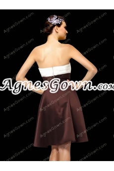 Knee Length Chocolate And White Prom Party Dress 