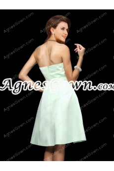 Knee Length Sage Colored Satin Bridesmaid Dress 