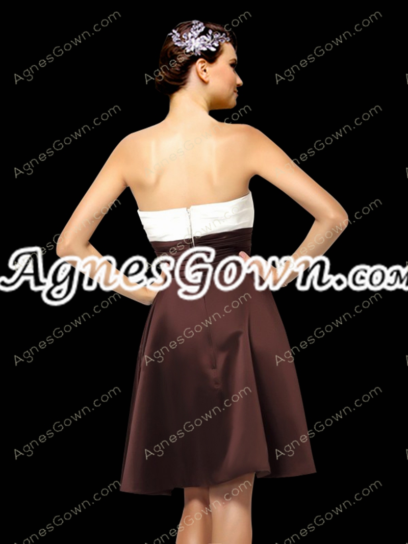 Knee Length Chocolate And White Prom Party Dress 