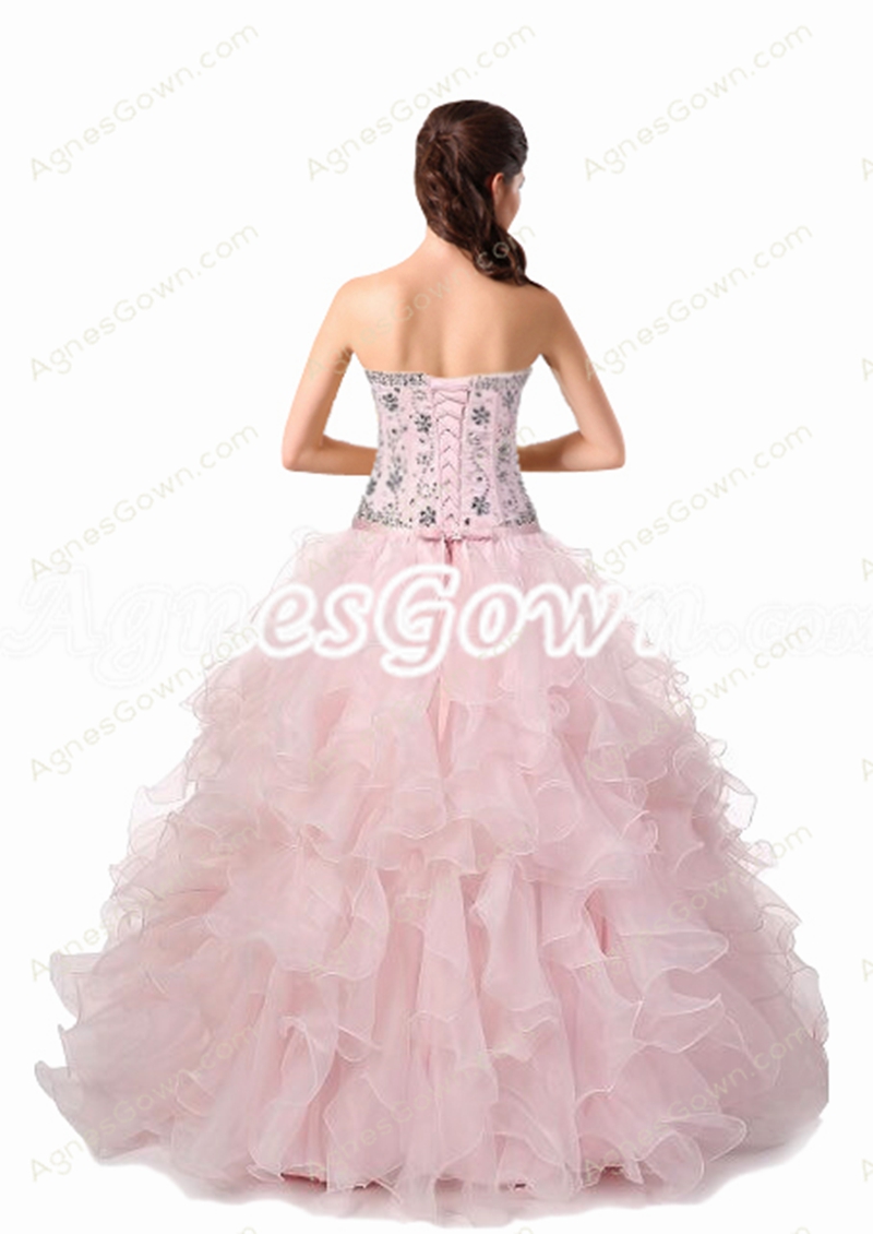 Ruffled Skirt Pearl Pink Quinceanera Dress 2017