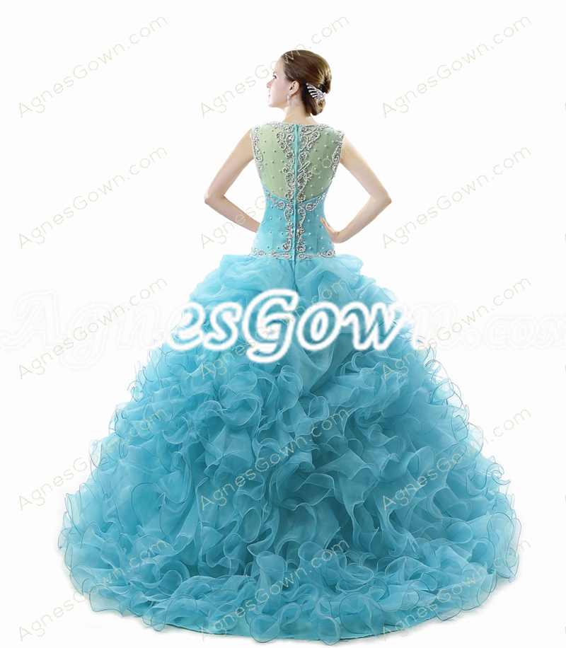 Stunning Ball Gown Blue Quinceanera Dress With Rosette 