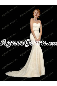 Stunning Ivory Mermaid/Trumpet Lace Wedding Dress 