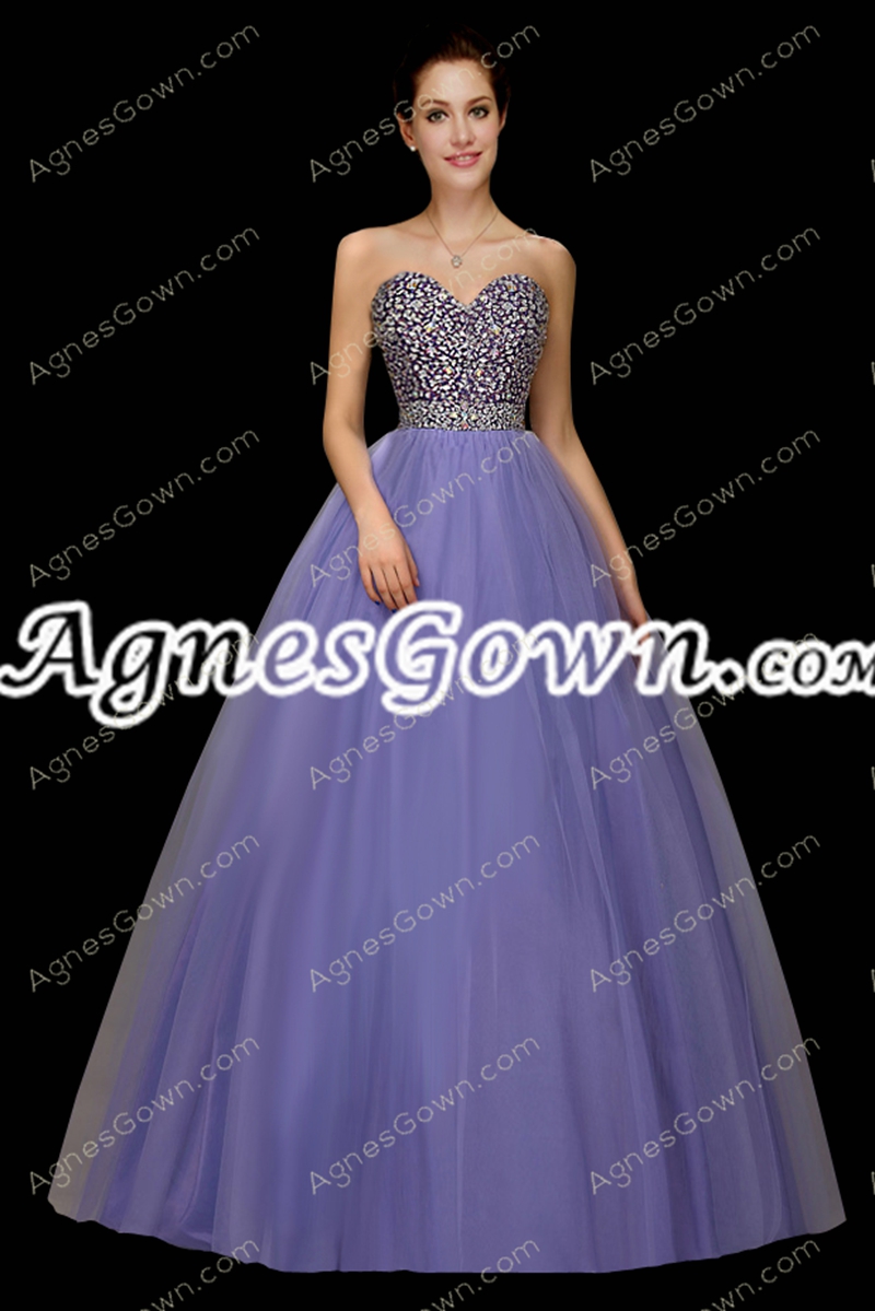 Pretty Lavender Quinceanera Dress With Rhinestones 